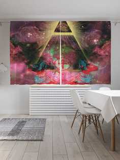 Классические шторы JoyArty "Коты у пирамиды", серия Oxford DeLux, 2 полотна 145x180 см