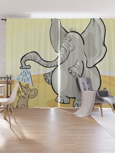 Шторы под лён JoyArty "Необычная дружба", серия Oxford DeLux, 340х265 см