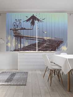 Классические шторы JoyArty "Время полета", серия Oxford DeLux, 2 полотна 145x180 см