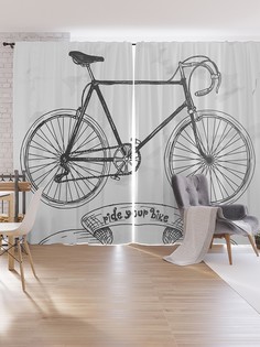 Шторы под лён JoyArty "Веди свой велосипед", серия Oxford DeLux, 340х265 см