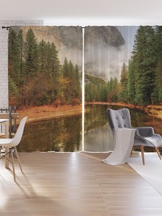 Шторы под лён JoyArty "Лесная дымка", серия Oxford DeLux, 340х265 см