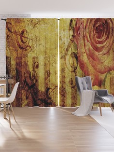 Шторы под лён JoyArty "Цветочное пианино", серия Oxford DeLux, 340х265 см