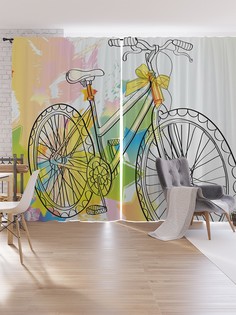 Шторы под лён JoyArty "Звездный велосипед", серия Oxford DeLux, 340х265 см