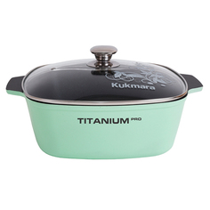 Кастрюля-Жаровня Kukmara 4л квадр 260х260"Titanium pro Induction"( green)