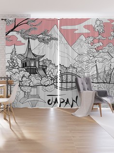 Шторы под лён JoyArty "Строгая Япония", серия Oxford DeLux, 340х265 см