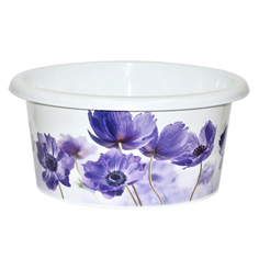 Таз с крышкой Violet, 10 л, синие маки