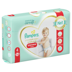 Подгузники-трусики Pampers Premium Care Трусики Размер 4, 38 Трусиков, 9кг-15кг