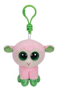 Мягкая игрушка TY Beanie Boos Брелок Овечка (розовая с зелеными копытцами) 12 см