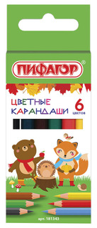 Карандаши цветные ПИФАГОР МАЛЫШИ-КАРАНДАШИ, 6 цветов, укороченные заточенные, 181343