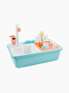 Игровой набор Happy Baby WASH AND PLAY раковина с посудой (mint) 331869-г