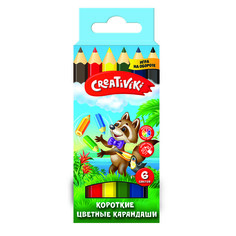 Карандаши цветные "Creativiki", шестигранные, короткие, 6 цветов