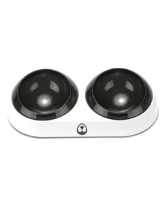 Двойная миска для кошек и собак Petsy наклонная, пластик, белый, черный, 0.49 л