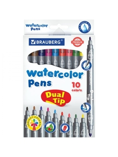 Фломастеры Brauberg 151946 двусторонние 10 цветов
