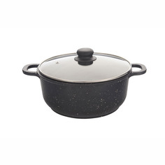 Кастрюля Маруся 3440к 4л диам.24 см со стеклянной крышкой черная (литая антипригарная)