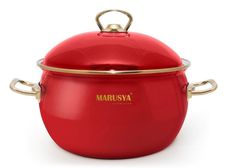 Кастрюля Маруся 0722 эмалированная с крышкой, 5л, 22см, красная