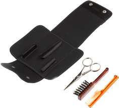 Дорожный набор для усов и бороды IL Ceppo в черном чехле щетка расческа ножницы