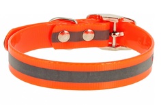 Ошейник Каскад со светоотражающей полосой оранжевый для собак 12 мм 20-24см, Оранжевый