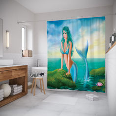 Штора для ванной JoyArty «Привлекательная русалка» 180x200