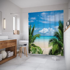 Штора для ванной JoyArty «Вид с пальмы» 180x200