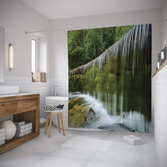 Штора для ванной JoyArty «Прозрачный водопад» 180x200