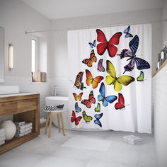 Штора для ванной JoyArty «Летящие бабочки» 180x200