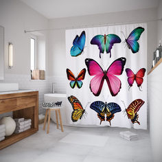 Штора для ванной JoyArty «Летящие бабочки» 180x200