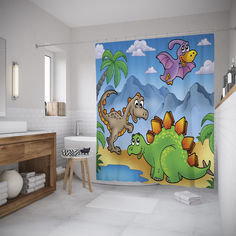 Штора для ванной JoyArty «Позитивные динозавры» 180x200