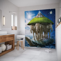 Штора для ванной JoyArty «Земля на трех слонах» 180x200
