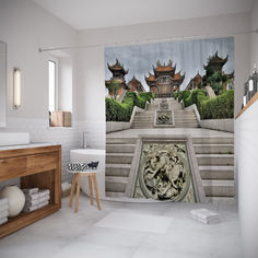 Штора для ванной JoyArty «Дворец дракона» 180x200