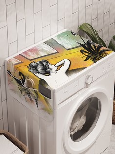 Органайзер "Мечтательная девушка у окна" на стиральную машину, 45x120 см Ambesonne