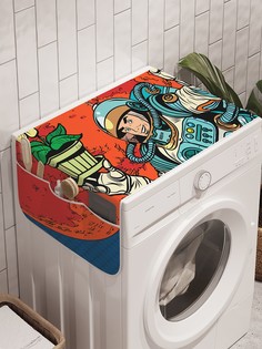 Органайзер "Космонавт с цветком" на стиральную машину, 45x120 см Ambesonne