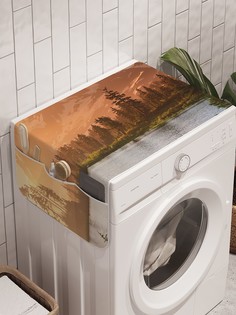 Органайзер "Деревянная дорога через лес" на стиральную машину, 45x120 см Ambesonne