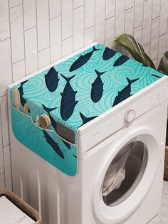 Органайзер "Рыбы-исследователи" на стиральную машину, 45x120 см Ambesonne