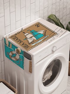 Органайзер "Почтовые марки в порту" на стиральную машину, 45x120 см Ambesonne