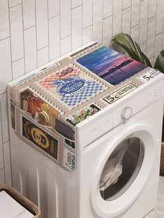 Органайзер "Ретро марки Центы" на стиральную машину, 45x120 см Ambesonne