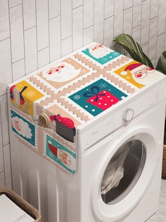 Органайзер "Новогодние марки" на стиральную машину, 45x120 см Ambesonne