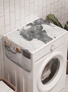 Органайзер "Серая карта мира" на стиральную машину, 45x120 см Ambesonne