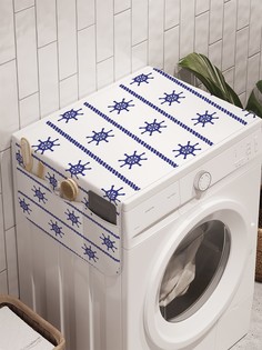 Органайзер "Полосы со штурвалами" на стиральную машину, 45x120 см Ambesonne