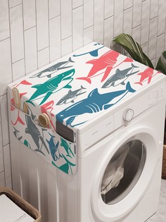Органайзер "Нашествие акул" на стиральную машину, 45x120 см Ambesonne