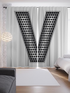 Шторы с фотопечатью "Алюминиевая v" из сатена, 290х265 см Joy Arty