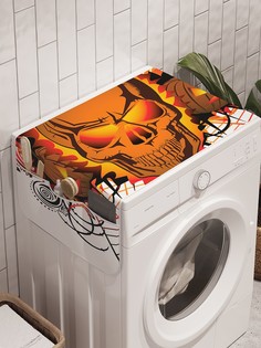 Органайзер "Пламенный череп на паутине" на стиральную машину, 45x120 см Ambesonne