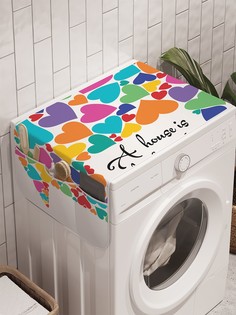 Органайзер "Дом в сердцах" на стиральную машину, 45x120 см Ambesonne