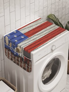 Органайзер "Флаг США на кирпичах" на стиральную машину, 45x120 см Ambesonne
