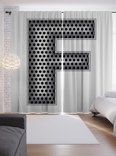 Шторы с фотопечатью "Алюминиевая f" из сатена, 290х265 см Joy Arty