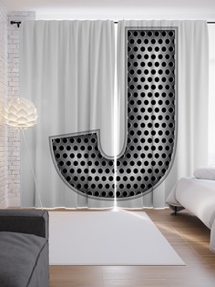 Шторы с фотопечатью "Алюминиевая j" из сатена, 290х265 см Joy Arty