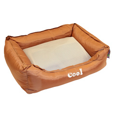 Лежак для животных FOXIE Cooling с охлаждающим ковриком, коричневый, 61х48х18см