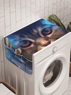 Органайзер "Котик в космосе" на стиральную машину, 45x120 см Ambesonne