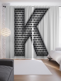 Шторы с фотопечатью "Алюминиевая k" из сатена, 290х265 см Joy Arty