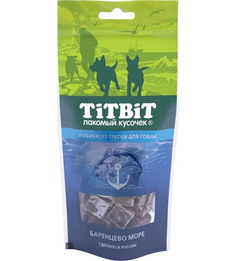 Лакомство для собак TiTBiT Лакомый Кусочек, кубики из трески, 75г