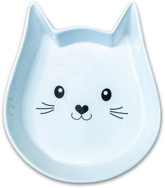 Одинарная миска для кошек КерамикАрт Мордочка кошек Белая, керамика, 0.2 л